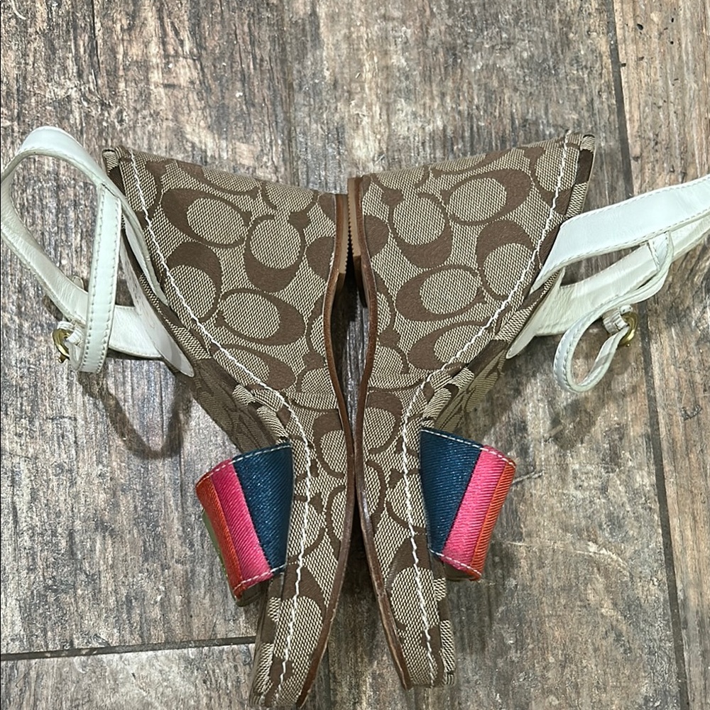 Coach Signature Multicolor Wedge Sandals - Picture 5 of 12